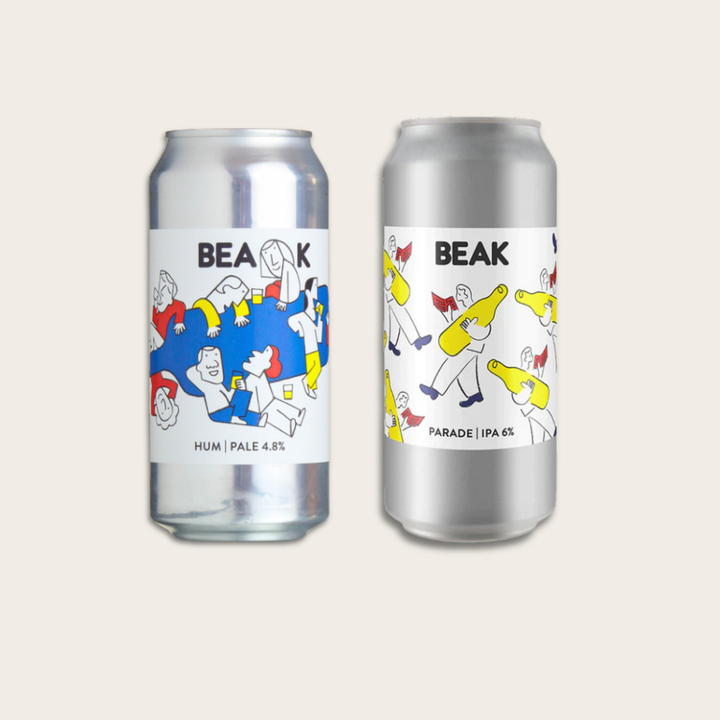 Two BEAK beer cans