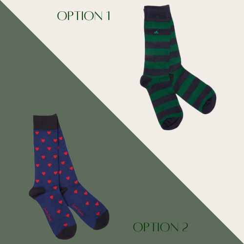 Green and stripe socks and heart bamboo socks
