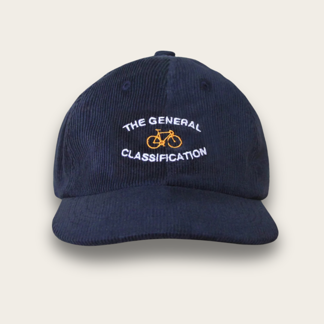 Navy blue cap with 'The General Classification' text and bicycle logo