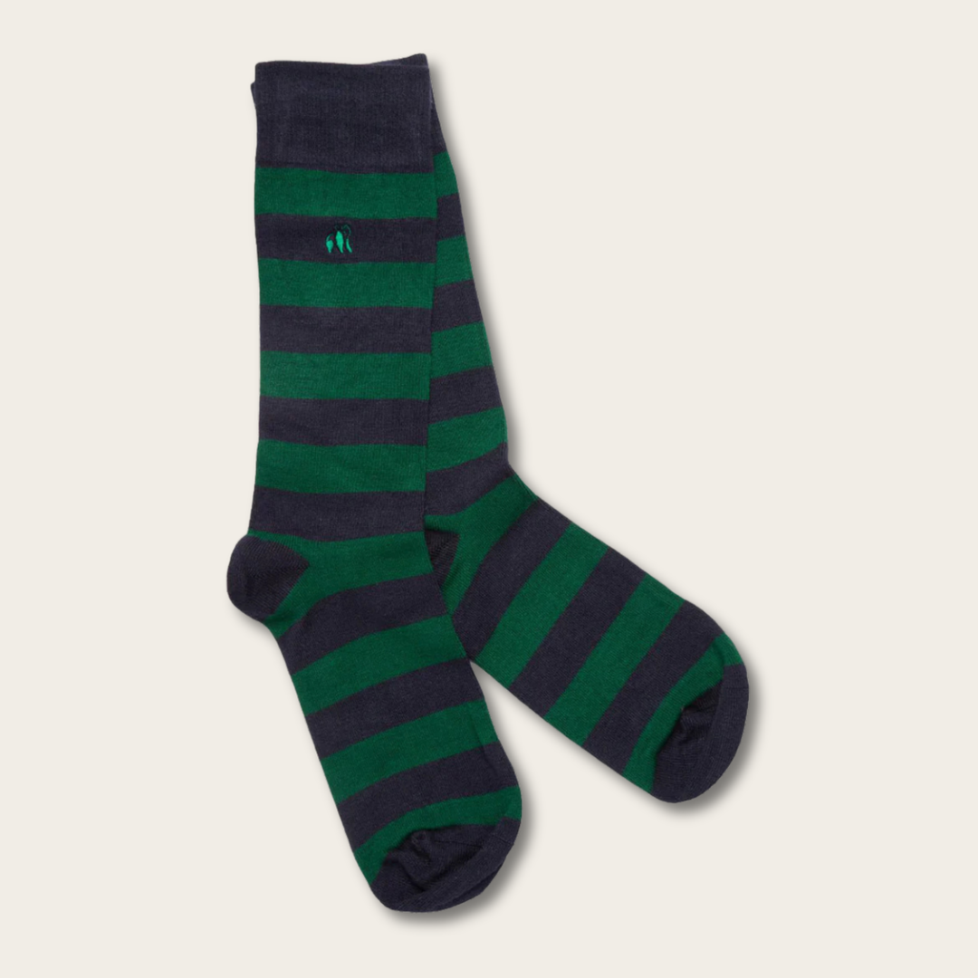 Green/Navy Striped Bamboo Socks Himper