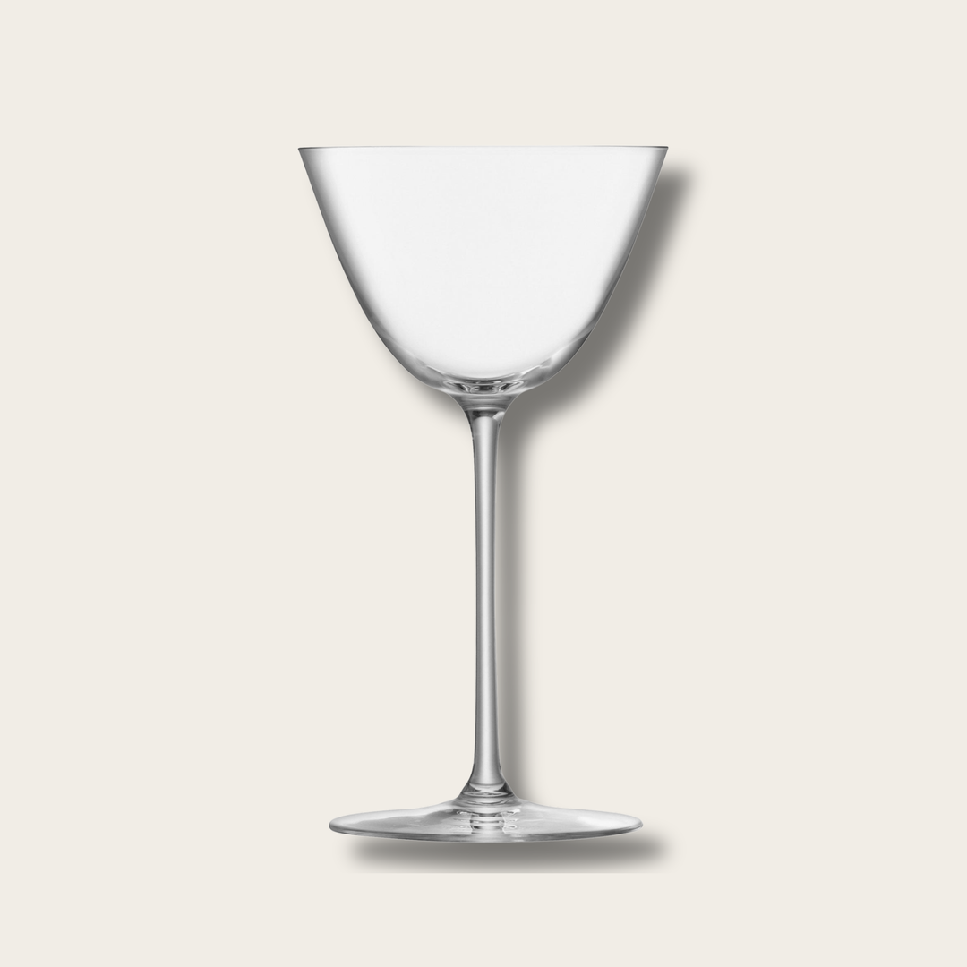 Clear martini glass with thin stem