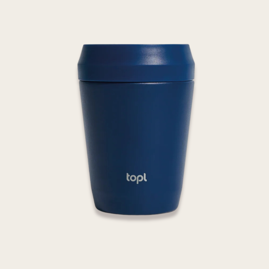 Blue coffee cup tumbler with lid